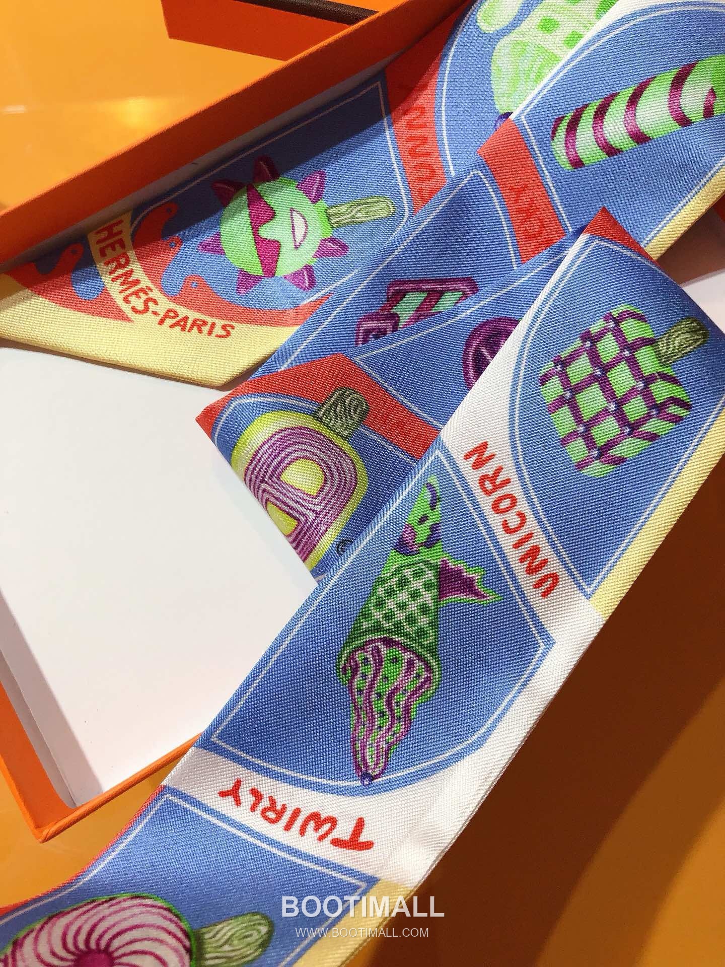Hermes Twilly Silk Ribbon Silk Twill Multicolor Twilly Scarf 에르메스 트윌리 실크 리본 실크 트윌 멀티컬러 트윌리 스카프 86cm 7
