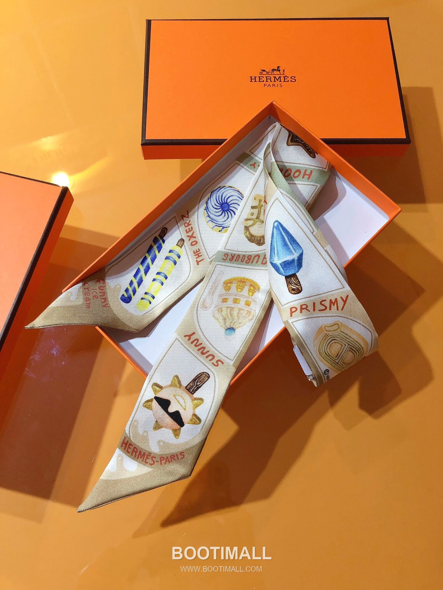 Hermes Twilly Silk Ribbon Silk Twill Multicolor Twilly Scarf 에르메스 트윌리 실크 리본 실크 트윌 멀티컬러 트윌리 스카프 86cm 4