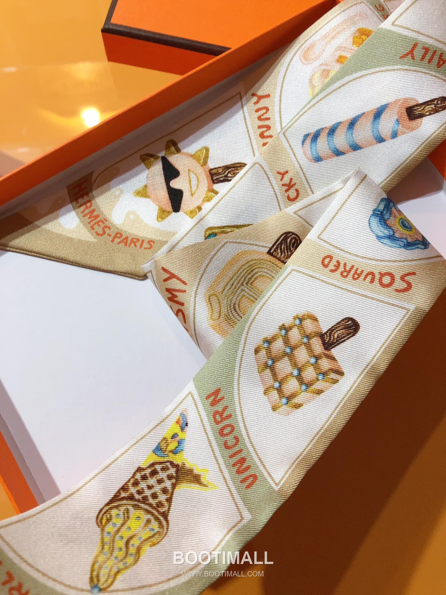 Hermes Twilly Silk Ribbon Silk Twill Multicolor Twilly Scarf 에르메스 트윌리 실크 리본 실크 트윌 멀티컬러 트윌리 스카프 86cm 7