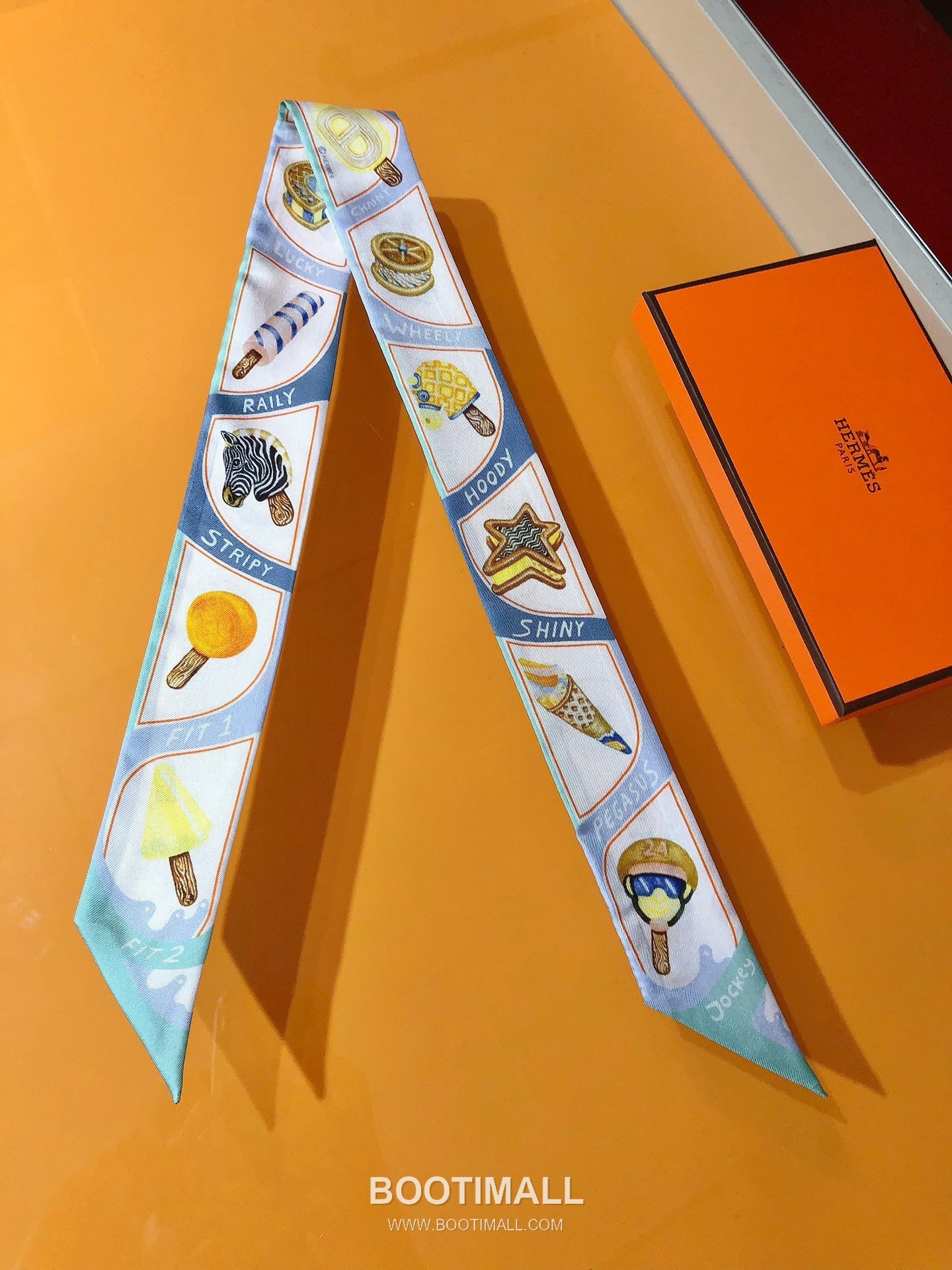 Hermes Twilly Silk Ribbon Silk Twill Multicolor Twilly Scarf 에르메스 트윌리 실크 리본 실크 트윌 멀티컬러 트윌리 스카프 86cm 3
