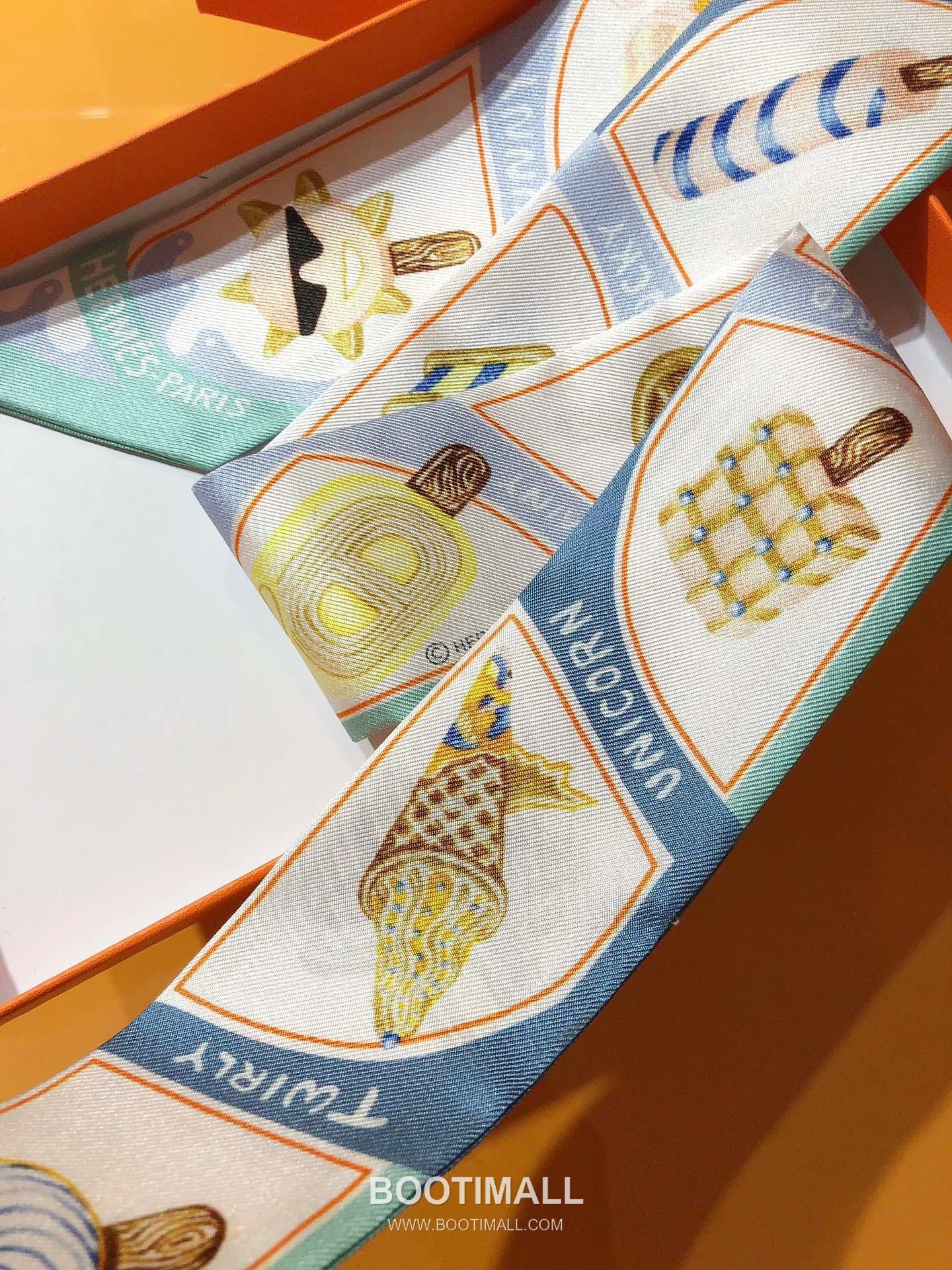 Hermes Twilly Silk Ribbon Silk Twill Multicolor Twilly Scarf 에르메스 트윌리 실크 리본 실크 트윌 멀티컬러 트윌리 스카프 86cm 7