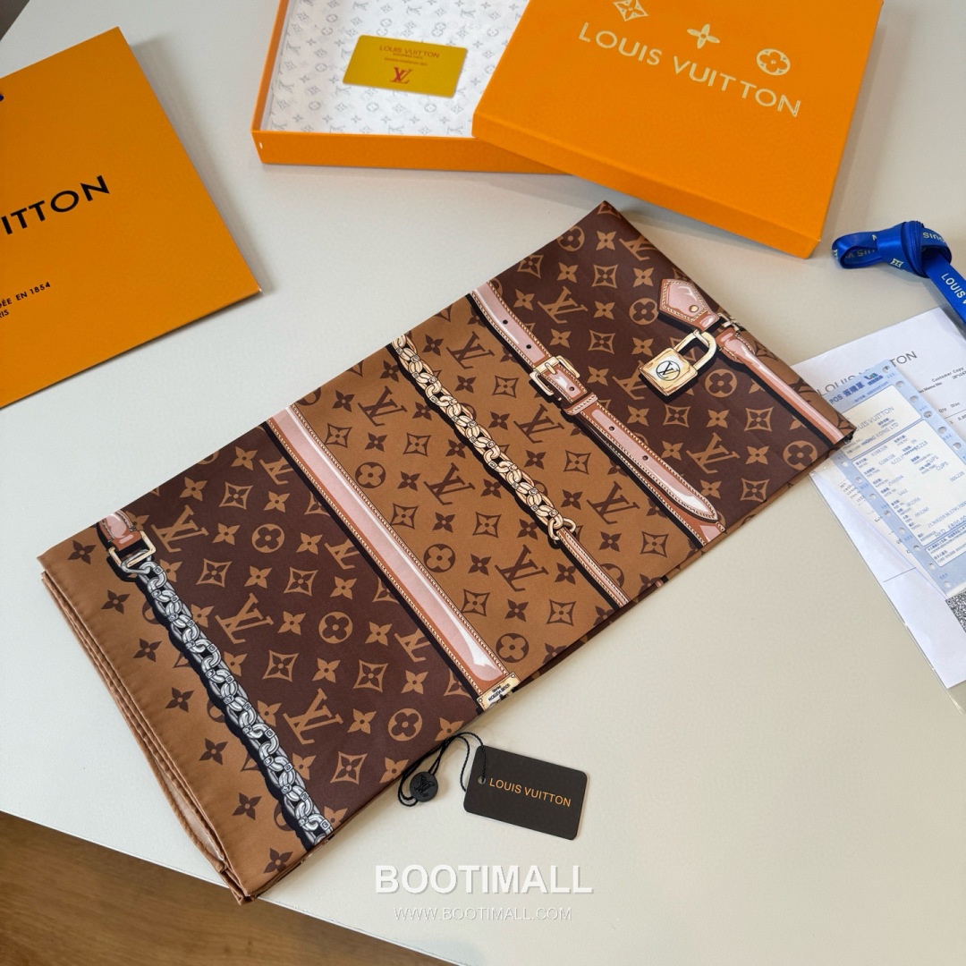 Louis Vuitton Monogram Square Scarf Twill Silk Black Belt 루이비통 모노그램 스퀘어 스카프 트윌 실크 블랙 벨트 4