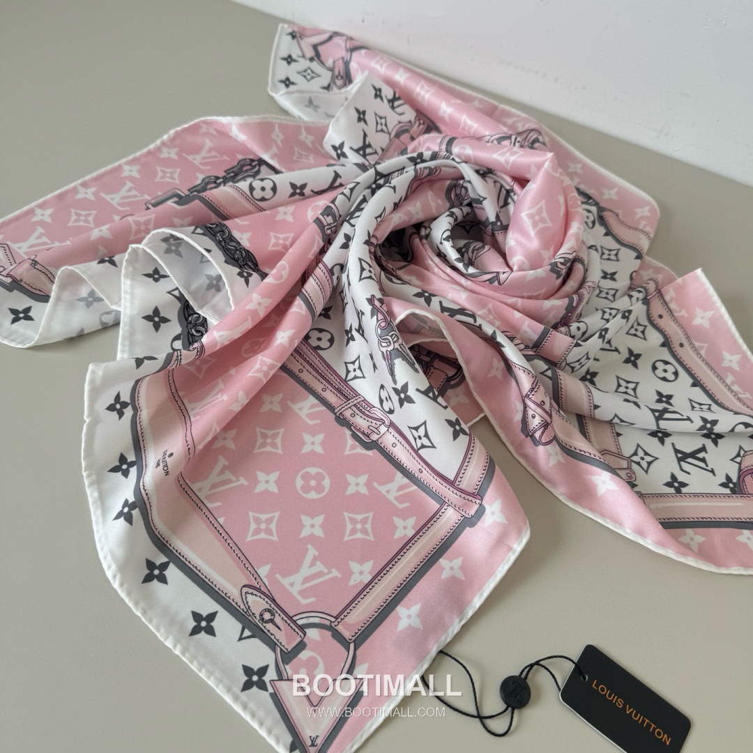 Louis Vuitton Monogram Square Scarf Twill Silk Black Belt 루이비통 모노그램 스퀘어 스카프 트윌 실크 블랙 벨트 8