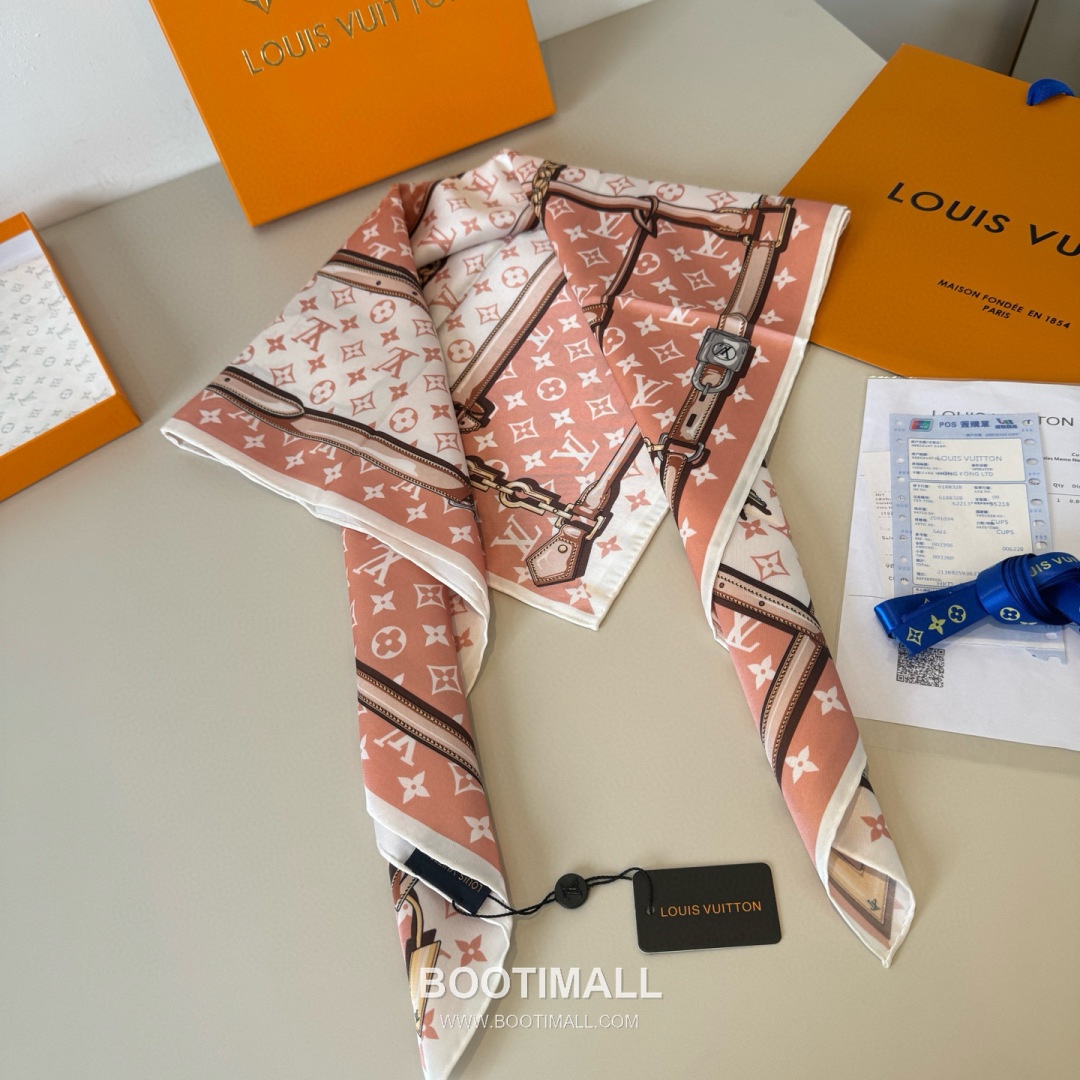 Louis Vuitton Monogram Square Scarf Twill Silk Black Belt 루이비통 모노그램 스퀘어 스카프 트윌 실크 블랙 벨트 5