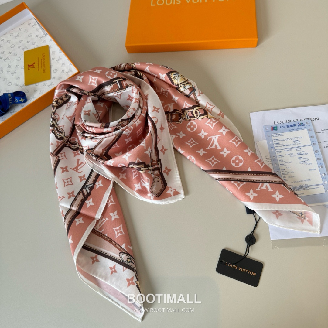 Louis Vuitton Monogram Square Scarf Twill Silk Black Belt 루이비통 모노그램 스퀘어 스카프 트윌 실크 블랙 벨트 6