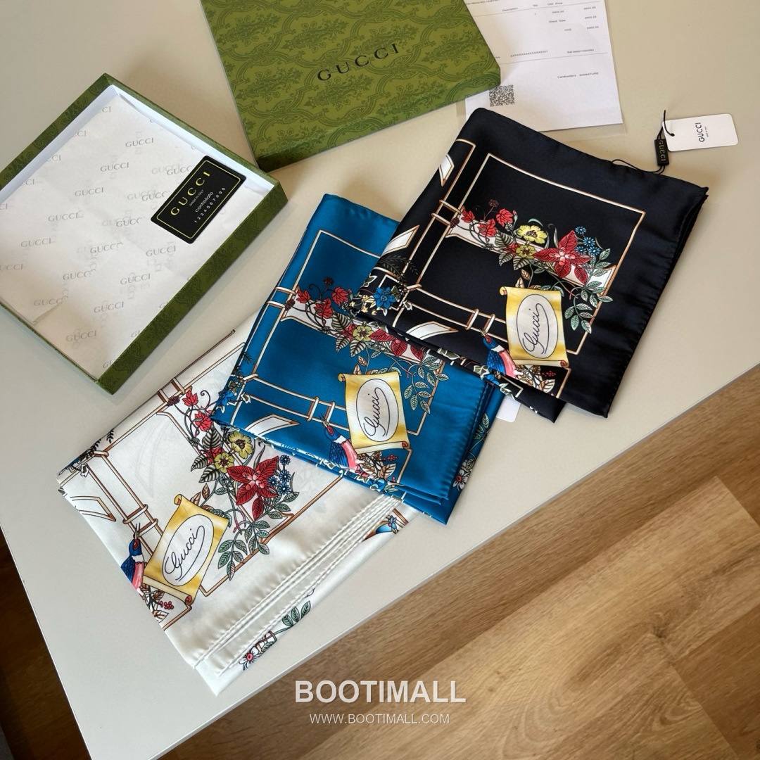 Gucci Animal Floral Print Silk Twill Multicolor Scarf 구찌 애니멀 플로럴 프린트 실크 트윌 멀티컬러 스카프 90×90cm 10