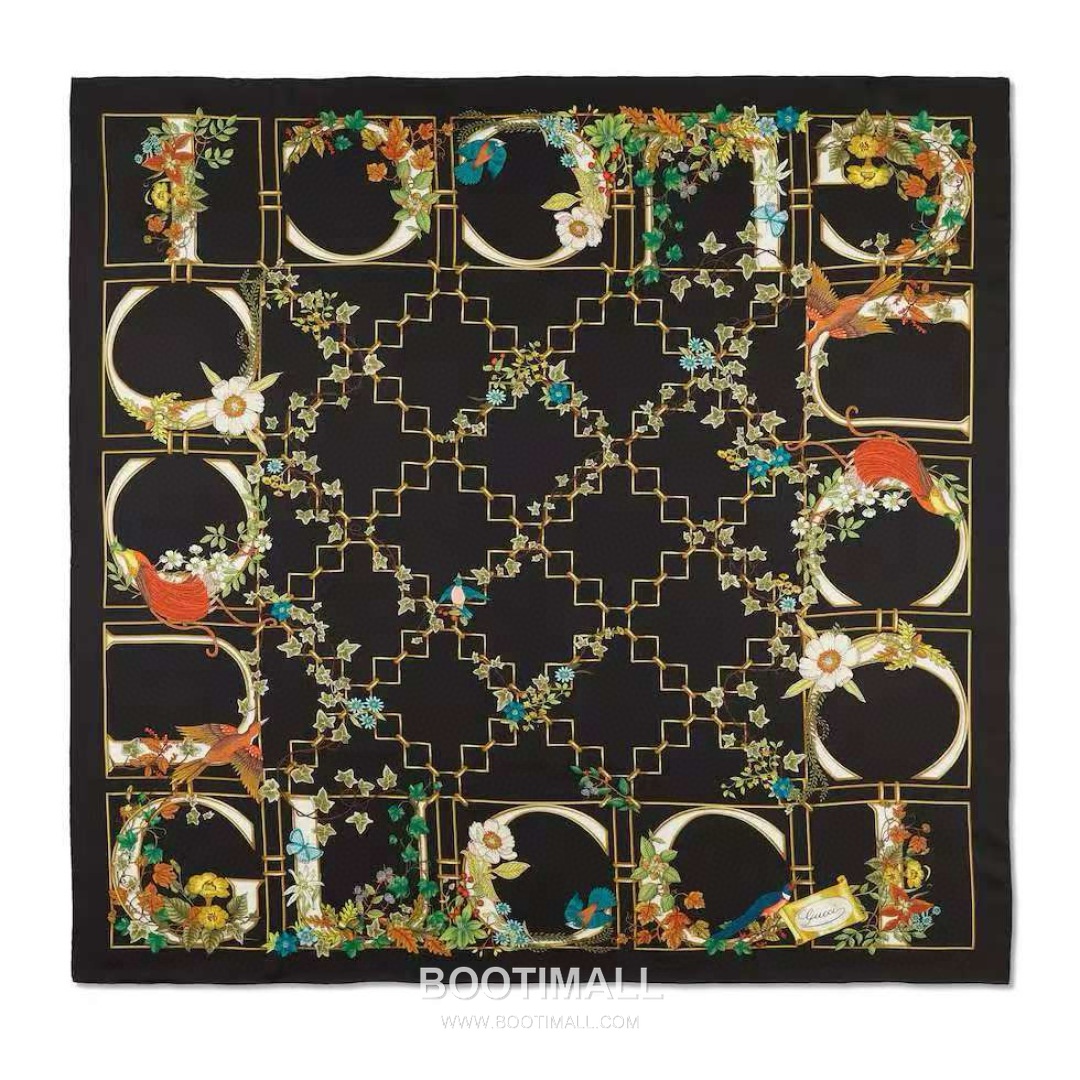 Gucci Animal Floral Print Silk Twill Multicolor Scarf 구찌 애니멀 플로럴 프린트 실크 트윌 멀티컬러 스카프 90cm 1