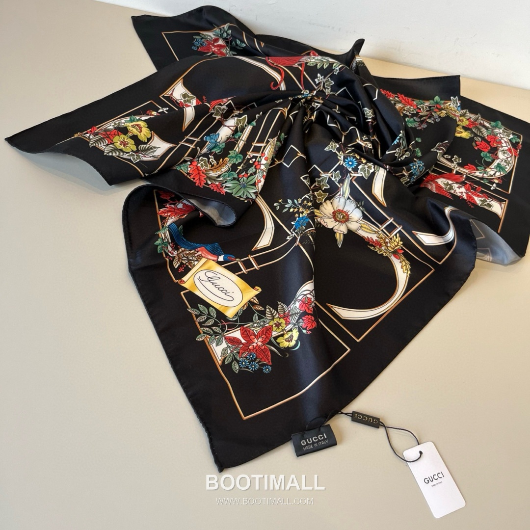 Gucci Animal Floral Print Silk Twill Multicolor Scarf 구찌 애니멀 플로럴 프린트 실크 트윌 멀티컬러 스카프 90cm 8