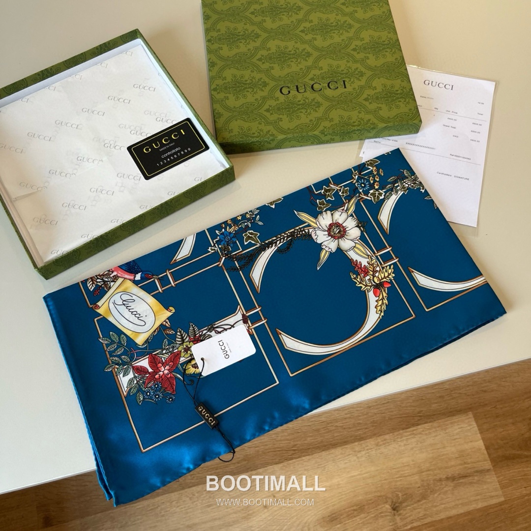 Gucci Animal Floral Print Silk Twill Multicolor Scarf 구찌 애니멀 플로럴 프린트 실크 트윌 멀티컬러 스카프 90cm 3