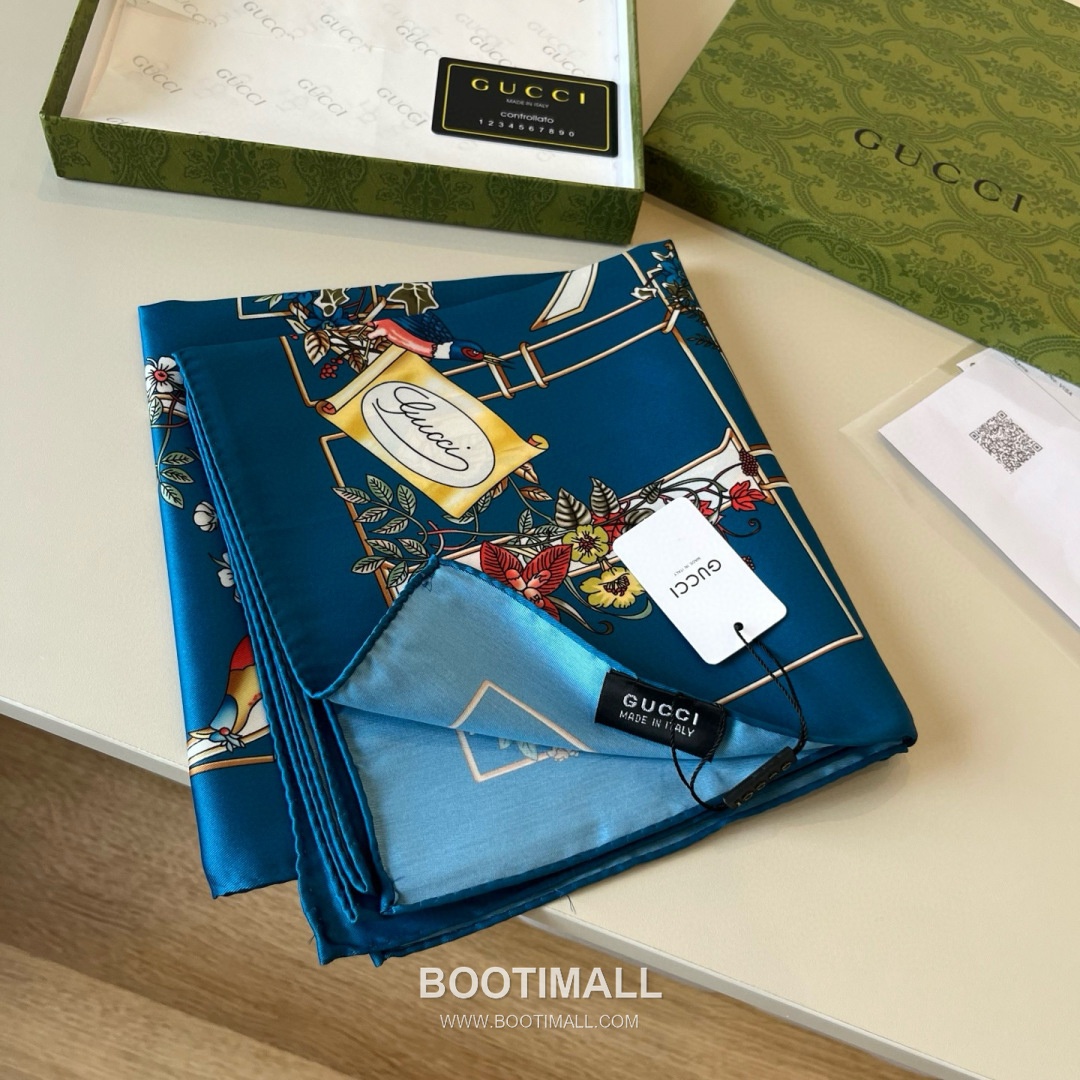 Gucci Animal Floral Print Silk Twill Multicolor Scarf 구찌 애니멀 플로럴 프린트 실크 트윌 멀티컬러 스카프 90cm 8