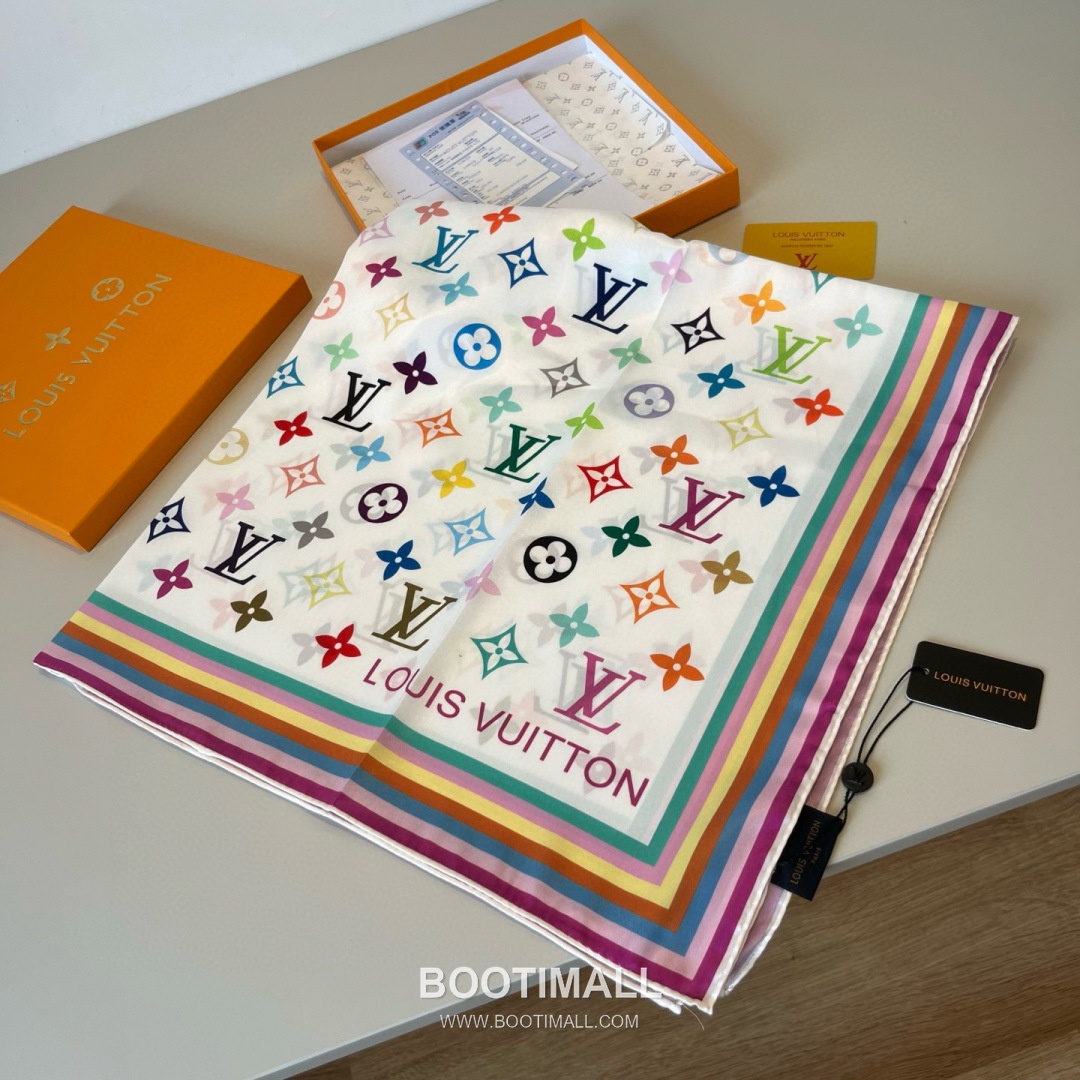 Louis Vuitton Monogram Silk Scarf Twill Silk Multicolor Belt 루이비통 모노그램 실크 스카프 트윌 실크 멀티컬러 벨트 90x90cm 2