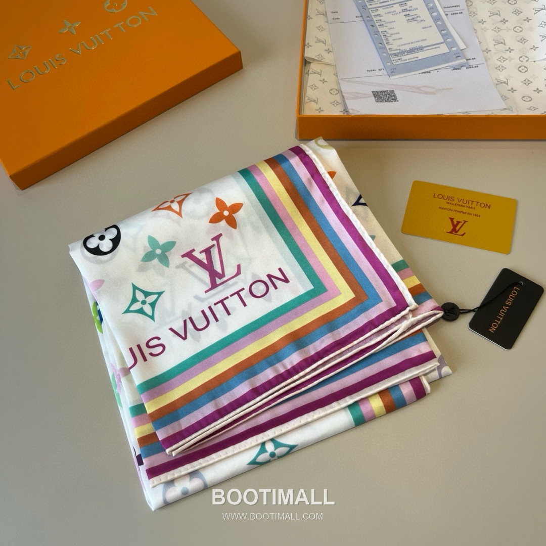 Louis Vuitton Monogram Silk Scarf Twill Silk Multicolor Belt 루이비통 모노그램 실크 스카프 트윌 실크 멀티컬러 벨트 90x90cm 5