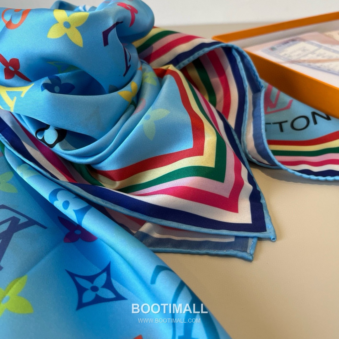 Louis Vuitton Monogram Silk Scarf Twill Silk Multicolor Belt 루이비통 모노그램 실크 스카프 트윌 실크 멀티컬러 벨트 4