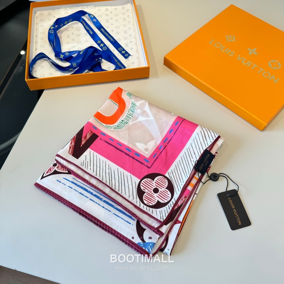 Louis Vuitton Unlocked 90 Scarf Silk Multicolor 루이비통 언락드 90 스카프 실크 멀티컬러 90 x 90 cm 90cm 4