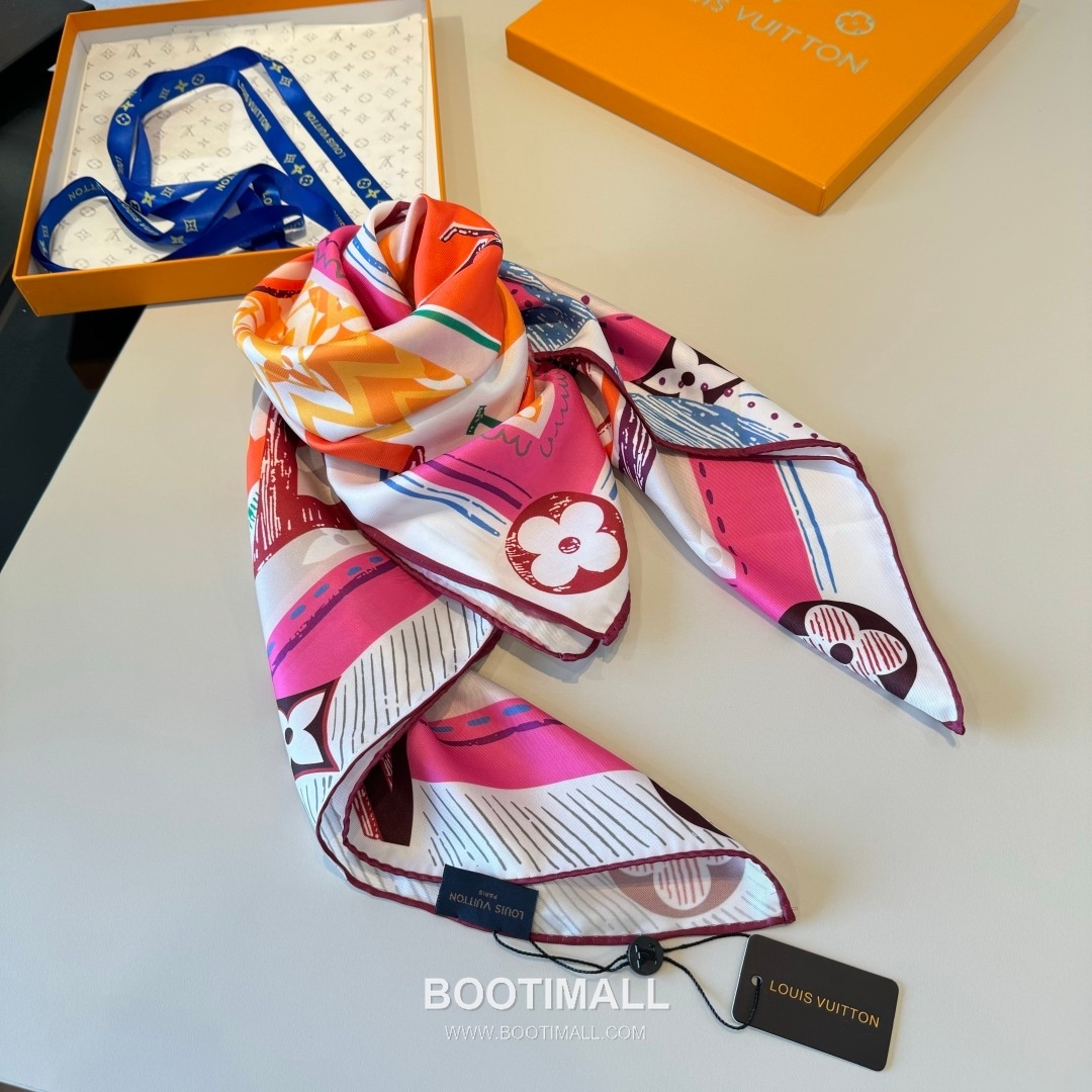 Louis Vuitton Unlocked 90 Scarf Silk Multicolor 루이비통 언락드 90 스카프 실크 멀티컬러 90 x 90 cm 90cm 5
