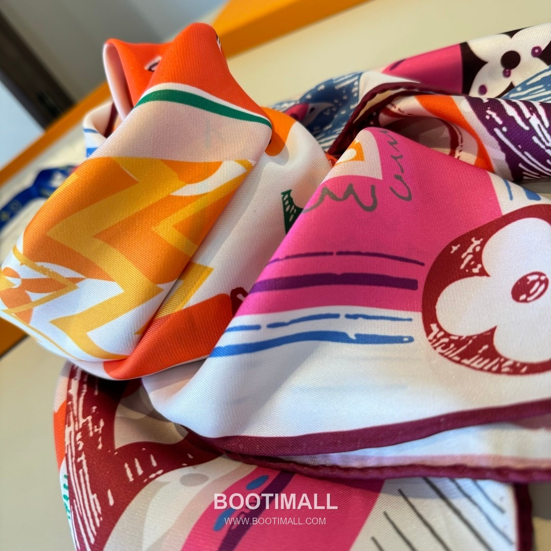 Louis Vuitton Unlocked 90 Scarf Silk Multicolor 루이비통 언락드 90 스카프 실크 멀티컬러 90 x 90 cm 90cm 6