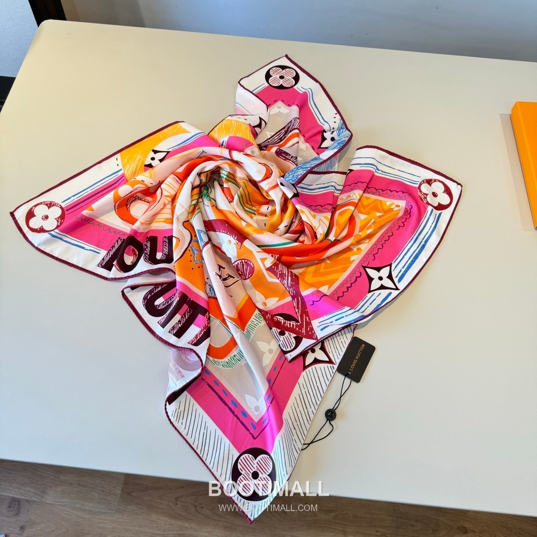 Louis Vuitton Unlocked 90 Scarf Silk Multicolor 루이비통 언락드 90 스카프 실크 멀티컬러 90 x 90 cm 90cm 7