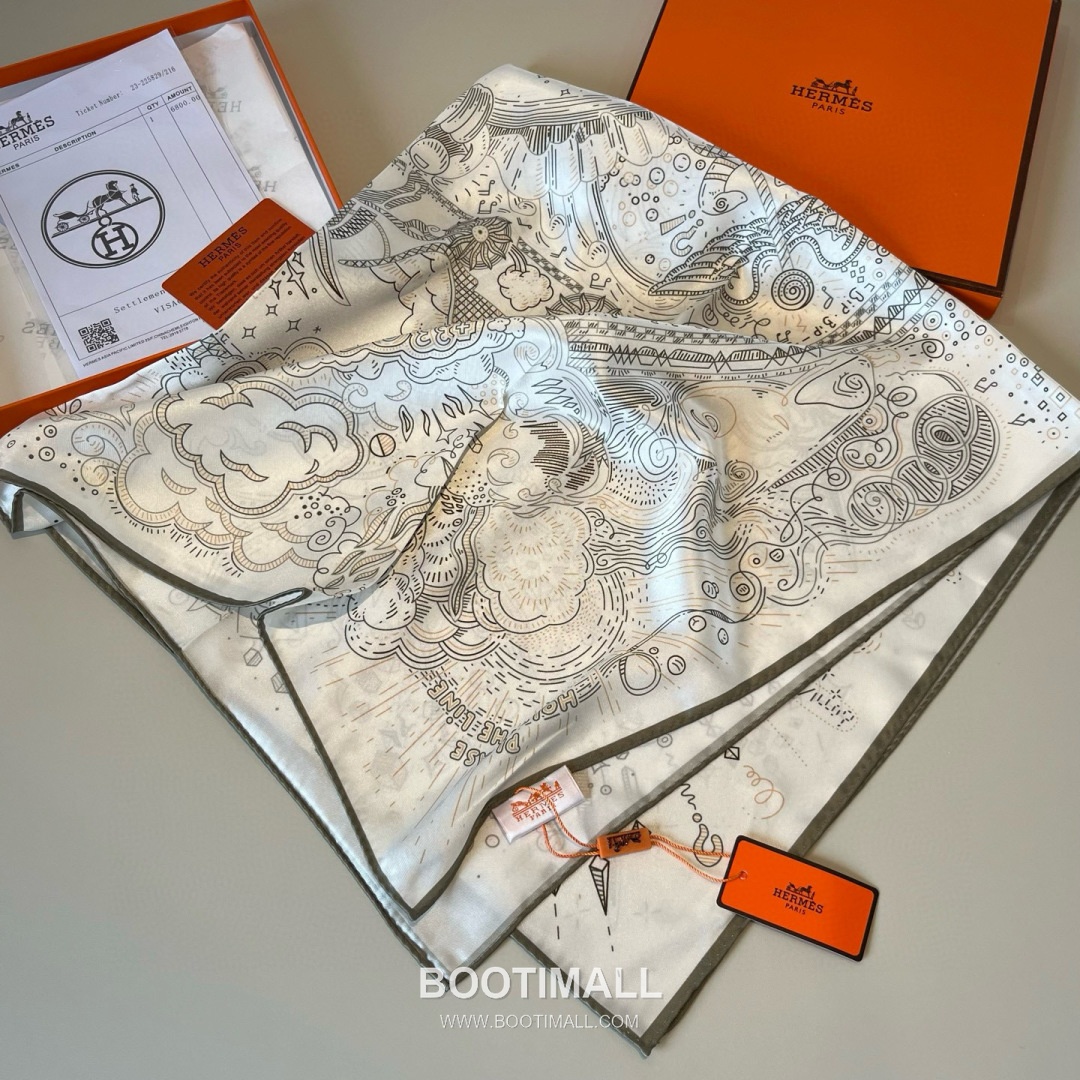 Hermes Connecting 90 Square Silk Black Scarf 에르메스 커넥팅 90 스퀘어 실크 블랙 스카프 90×90cm 4