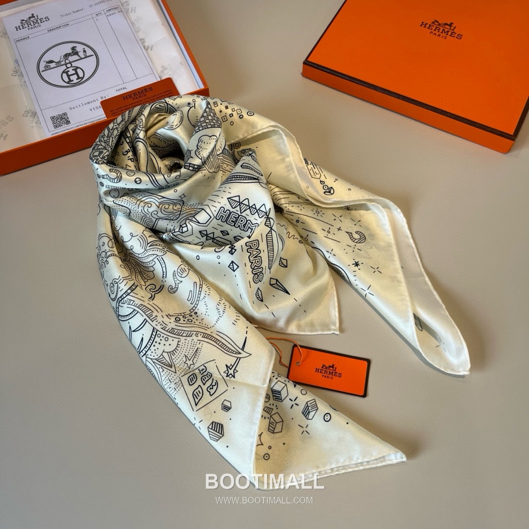 Hermes Connecting 90 Square Silk Black Scarf 에르메스 커넥팅 90 스퀘어 실크 블랙 스카프 90cm 7