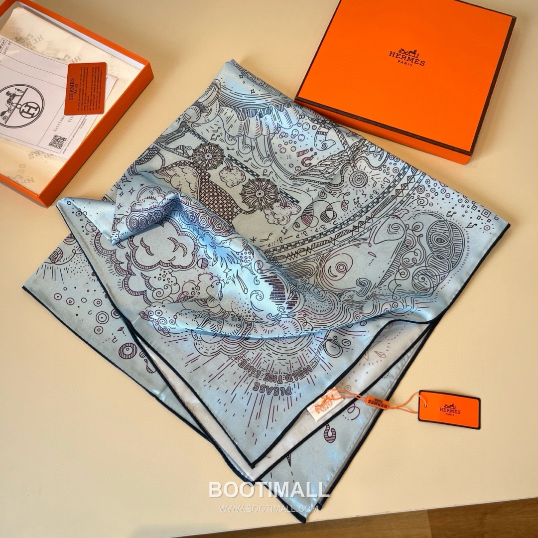 Hermes Connecting 90 Square Silk Black Scarf 에르메스 커넥팅 90 스퀘어 실크 블랙 스카프 90cm 4