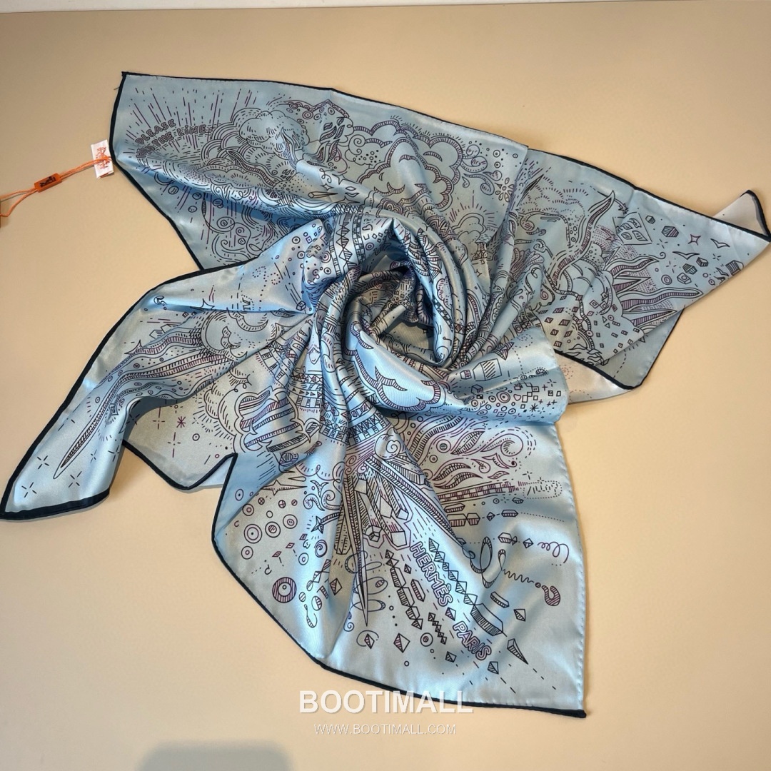 Hermes Connecting 90 Square Silk Black Scarf 에르메스 커넥팅 90 스퀘어 실크 블랙 스카프 90cm 8