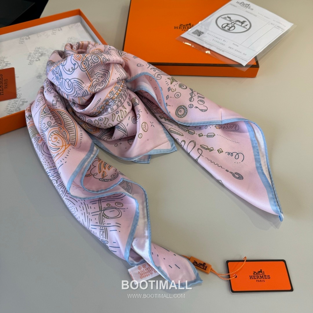 Hermes Connecting 90 Square Silk Black Scarf 에르메스 커넥팅 90 스퀘어 실크 블랙 스카프 90cm 5