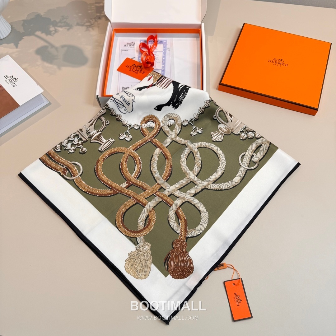 Hermes Saddle Horse Square Silk Black Scarf 에르메스 안장 말 스퀘어 실크 블랙 스카프 90cm 3