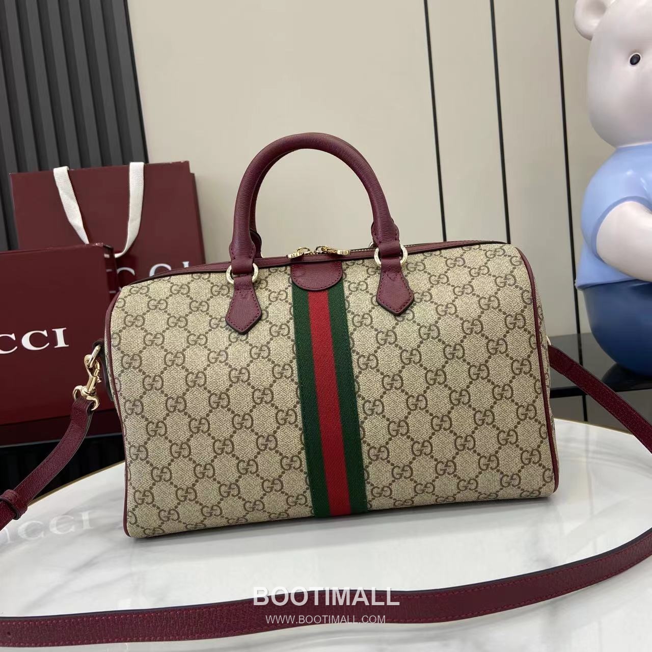 Gucci Ophidia Tote GG Canvas, Leather Trim Brown Tote Bag 구찌 오피디아 토트백 836824 GG 캔버스, 가죽 트리밍 브라운 31cm 3