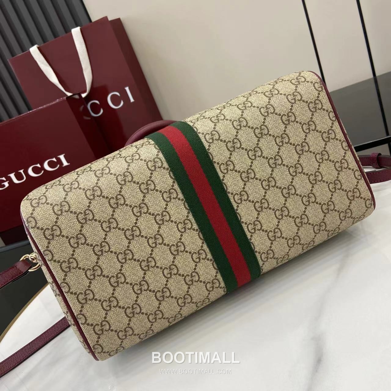 Gucci Ophidia Tote GG Canvas, Leather Trim Brown Tote Bag 구찌 오피디아 토트백 836824 GG 캔버스, 가죽 트리밍 브라운 31cm 4