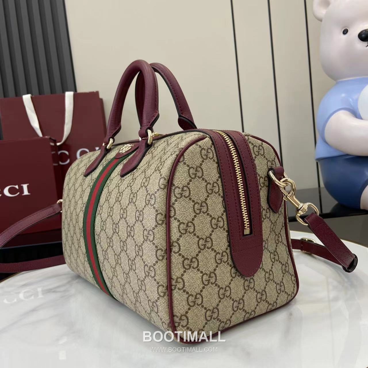Gucci Ophidia Tote GG Canvas, Leather Trim Brown Tote Bag 구찌 오피디아 토트백 836824 GG 캔버스, 가죽 트리밍 브라운 31cm 6