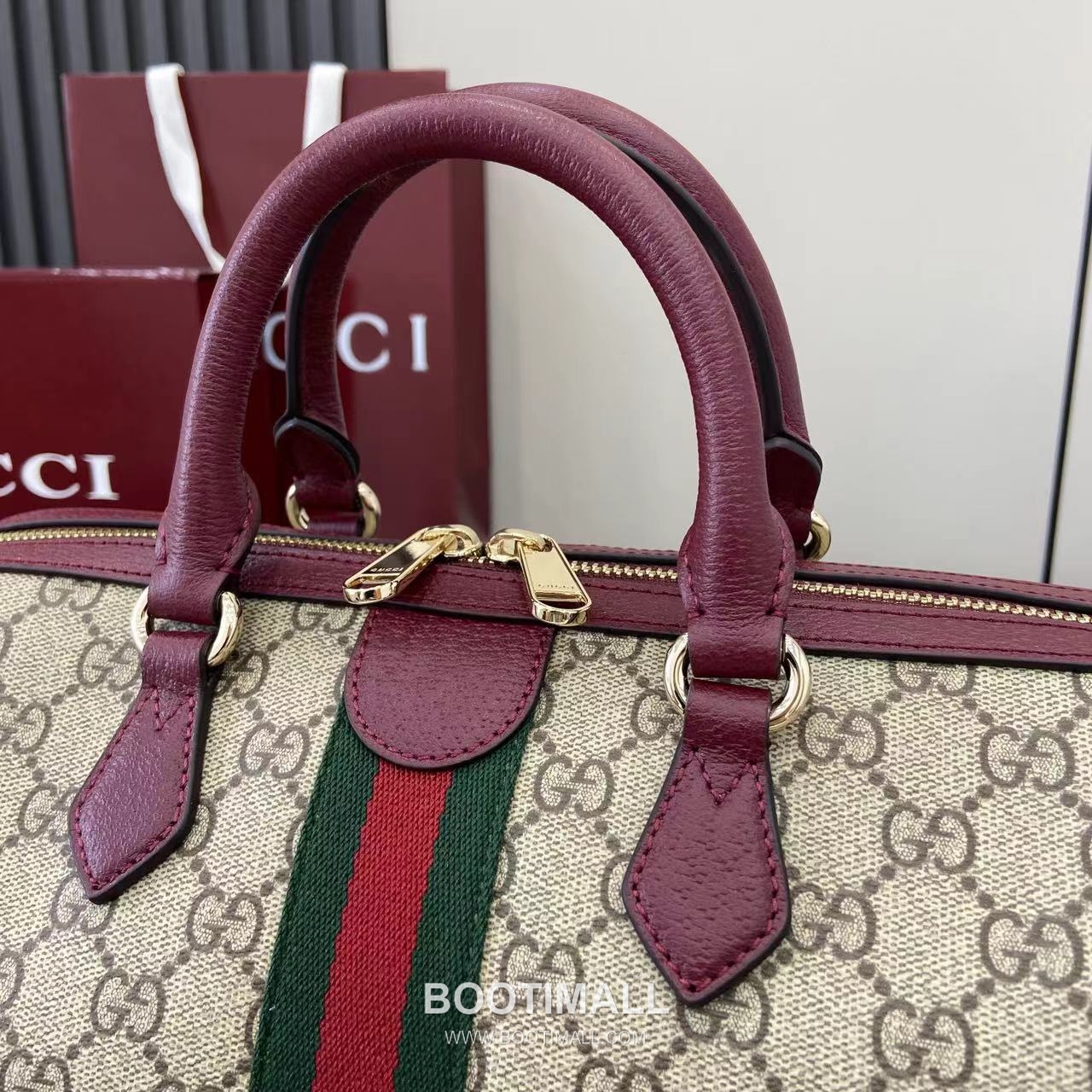 Gucci Ophidia Tote GG Canvas, Leather Trim Brown Tote Bag 구찌 오피디아 토트백 836824 GG 캔버스, 가죽 트리밍 브라운 31cm 11
