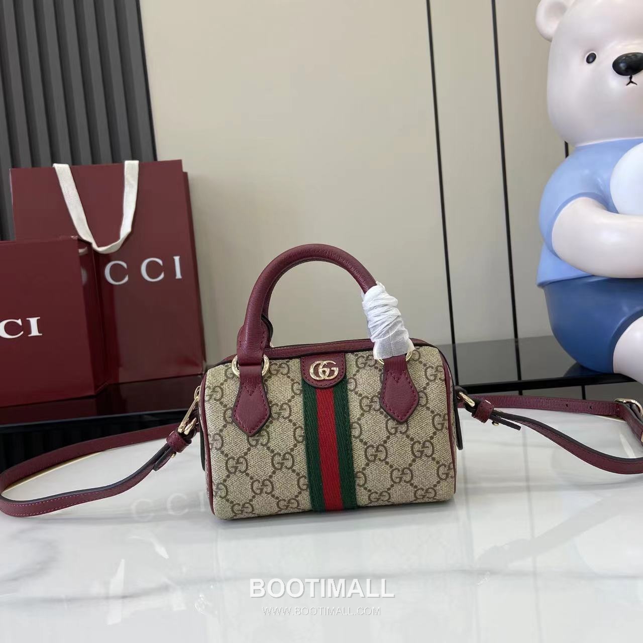 Gucci Ophidia Mini Boston GG Coated Fabric Brown Boston Bag 구찌 오피디아 미니 보스턴 838478 GG 코팅 패브릭 브라운 보스턴백 16cm 1