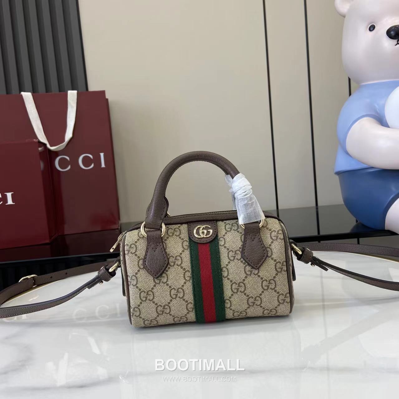Gucci Ophidia Mini Boston GG Coated Fabric Brown Boston Bag 구찌 오피디아 미니 보스턴 838478 GG 코팅 패브릭 브라운 보스턴백 16cm 1