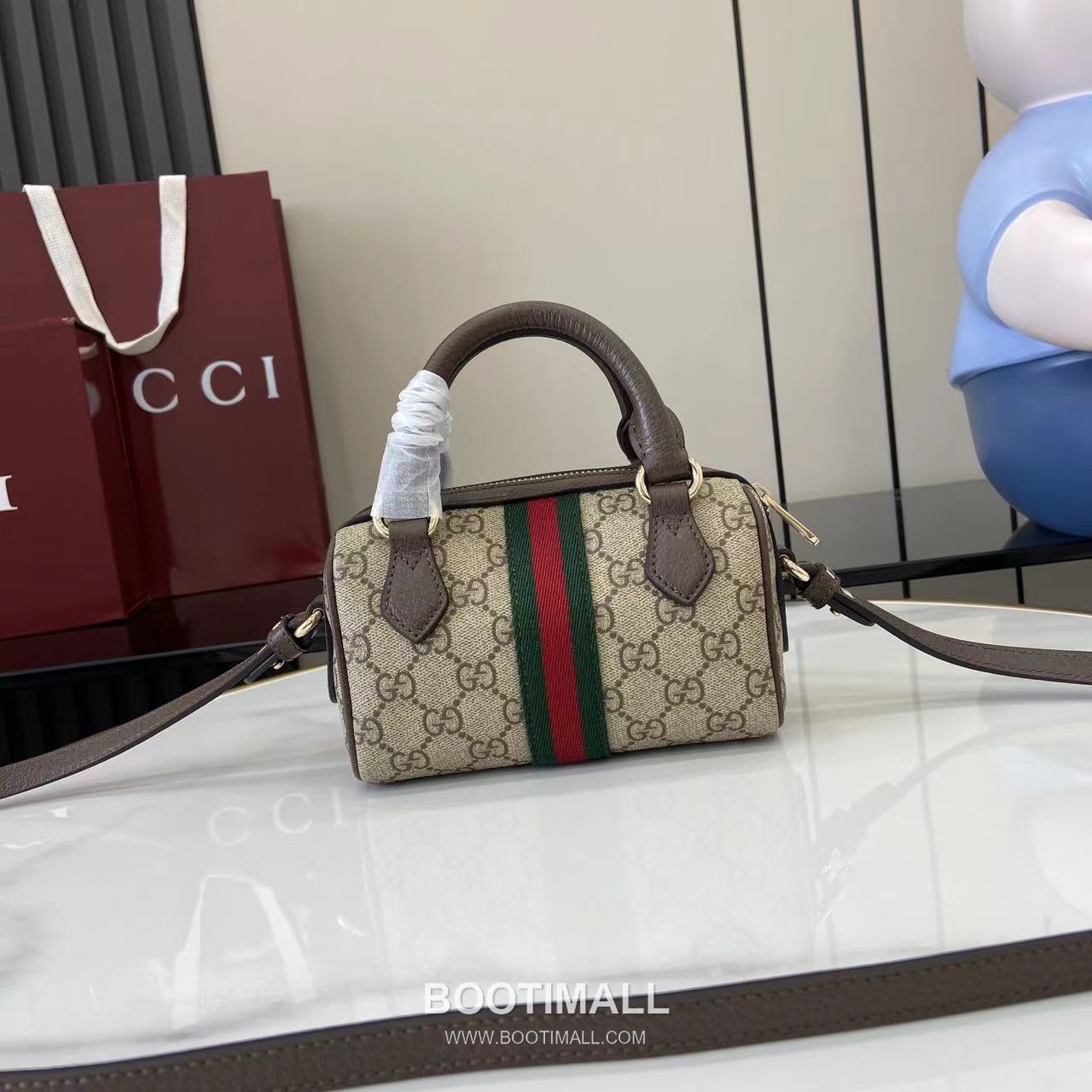 Gucci Ophidia Mini Boston GG Coated Fabric Brown Boston Bag 구찌 오피디아 미니 보스턴 838478 GG 코팅 패브릭 브라운 보스턴백 16cm 3