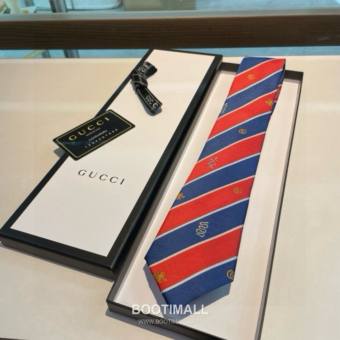 Gucci Bee Jacquard Tie Silk Black 구찌 비 자카드 넥타이 실크 블랙 2
