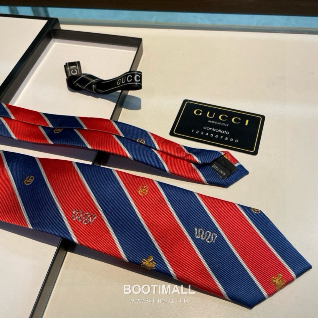 Gucci Bee Jacquard Tie Silk Black 구찌 비 자카드 넥타이 실크 블랙 4