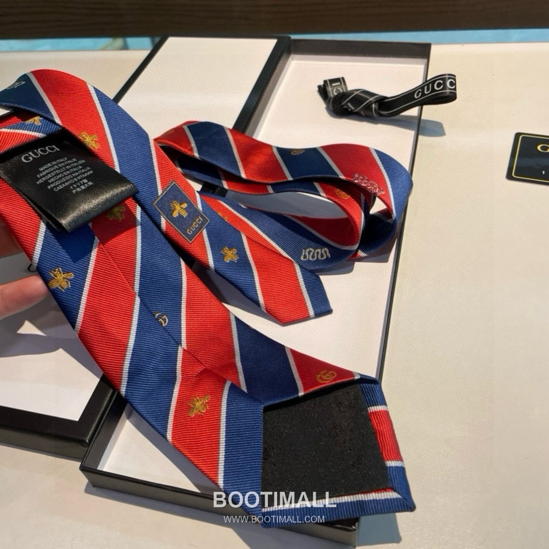 Gucci Bee Jacquard Tie Silk Black 구찌 비 자카드 넥타이 실크 블랙 5