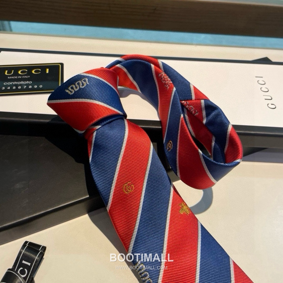 Gucci Bee Jacquard Tie Silk Black 구찌 비 자카드 넥타이 실크 블랙 8