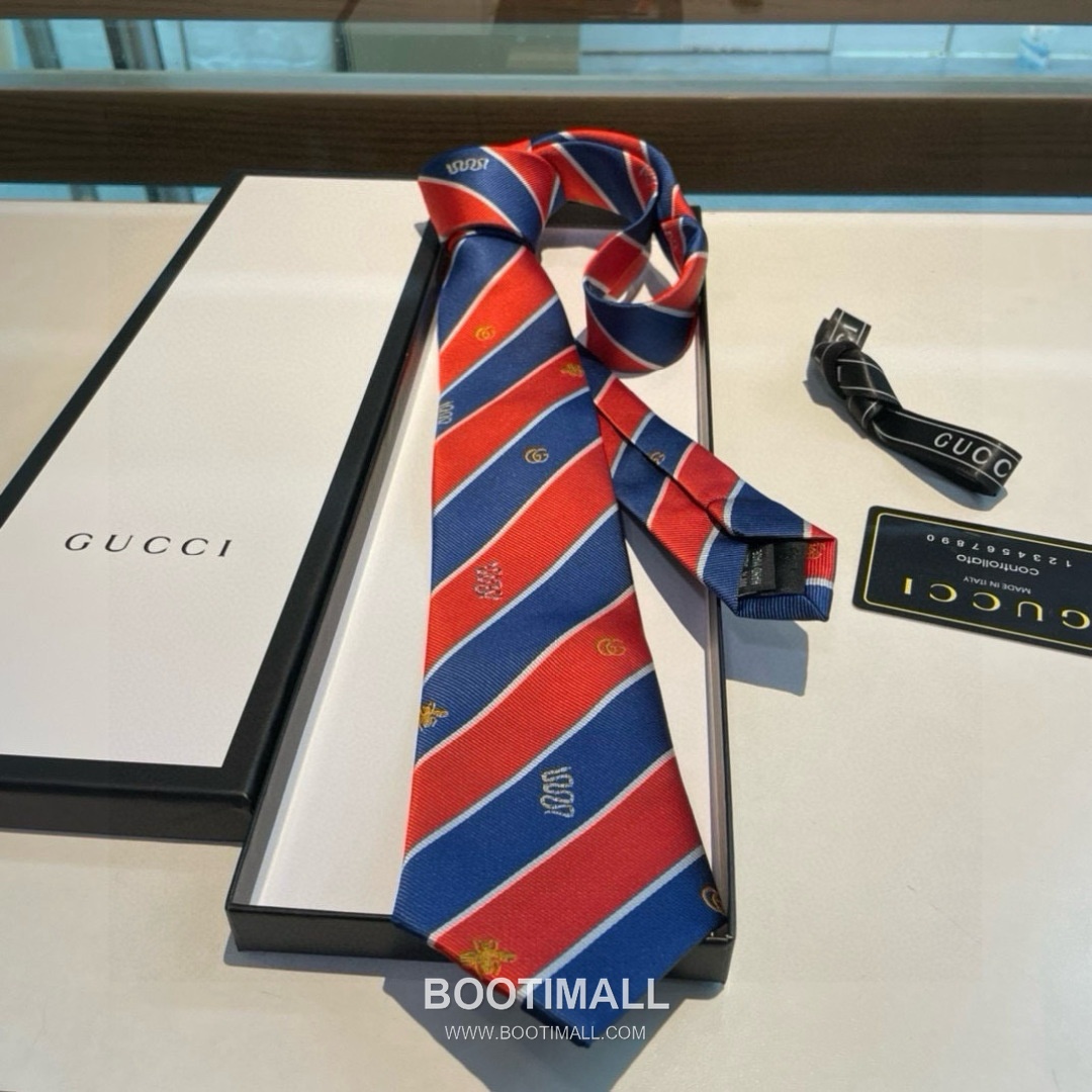 Gucci Bee Jacquard Tie Silk Black 구찌 비 자카드 넥타이 실크 블랙 9