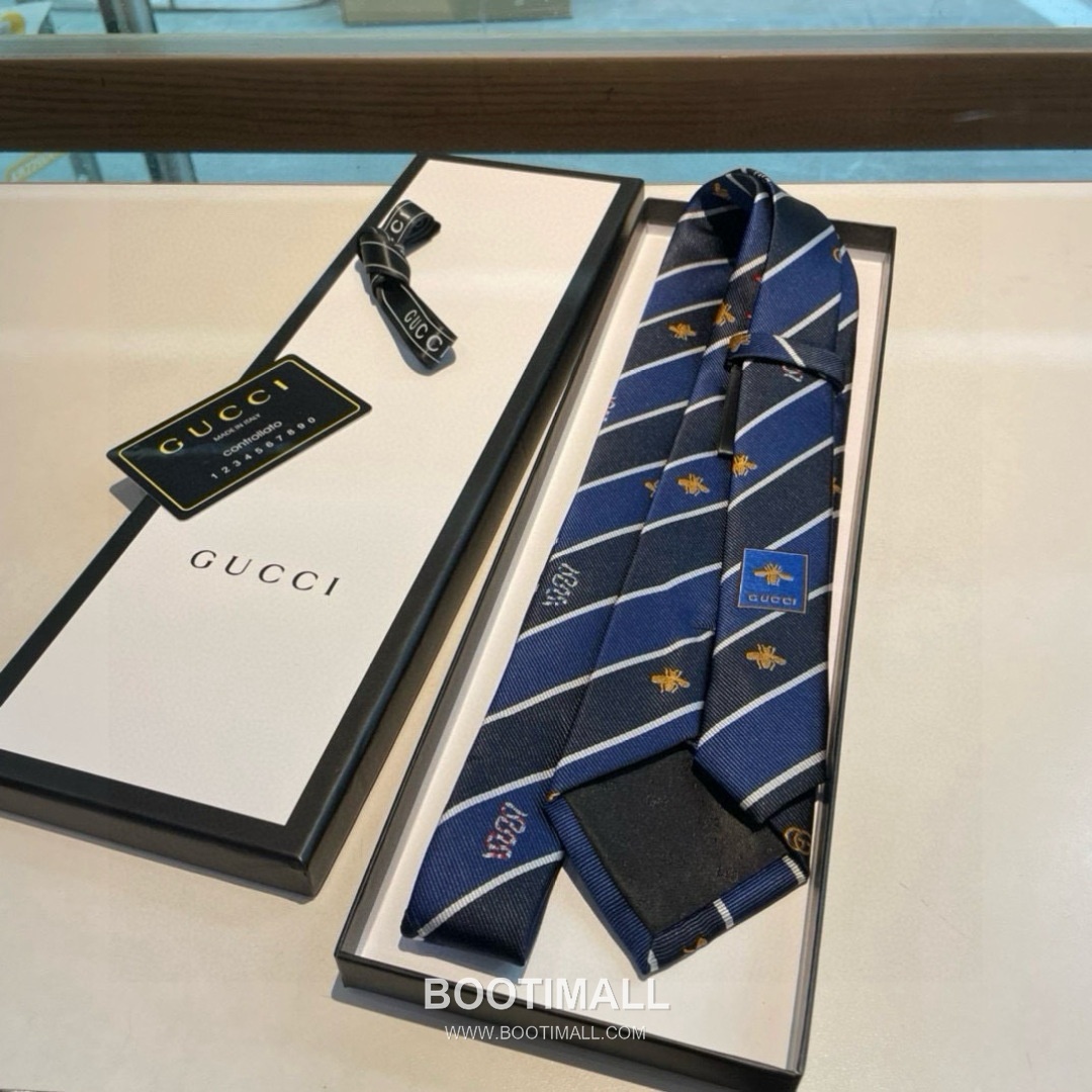 Gucci Bee Jacquard Tie Silk Black 구찌 비 자카드 넥타이 실크 블랙 3