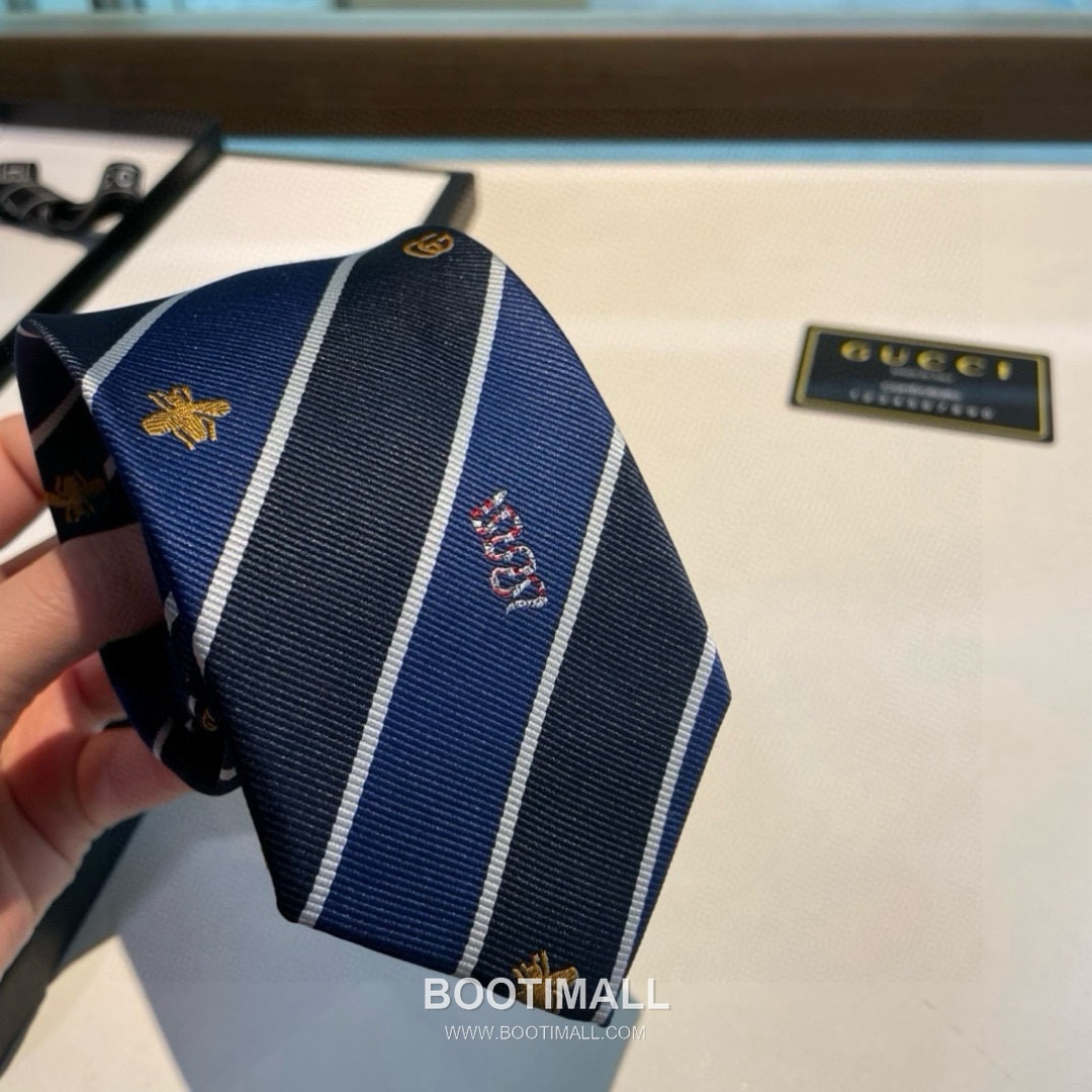 Gucci Bee Jacquard Tie Silk Black 구찌 비 자카드 넥타이 실크 블랙 6