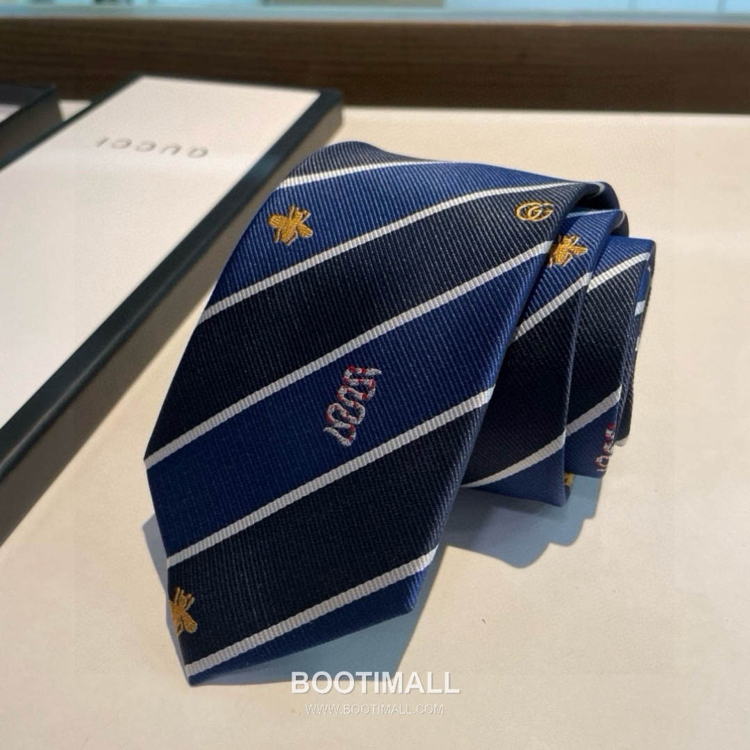 Gucci Bee Jacquard Tie Silk Black 구찌 비 자카드 넥타이 실크 블랙 7