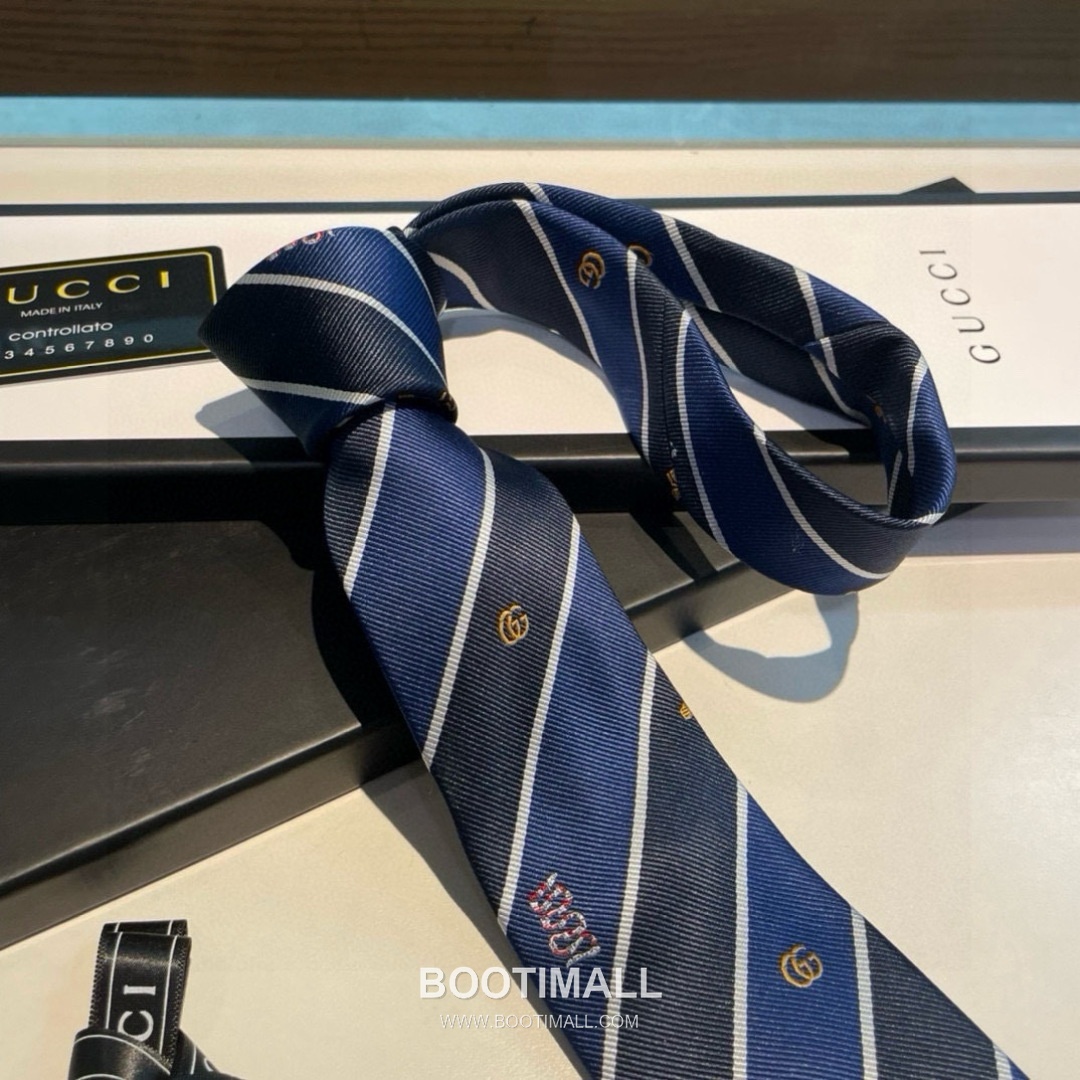 Gucci Bee Jacquard Tie Silk Black 구찌 비 자카드 넥타이 실크 블랙 8