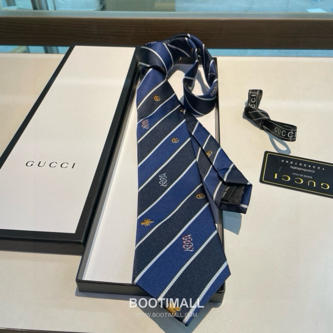Gucci Bee Jacquard Tie Silk Black 구찌 비 자카드 넥타이 실크 블랙 9