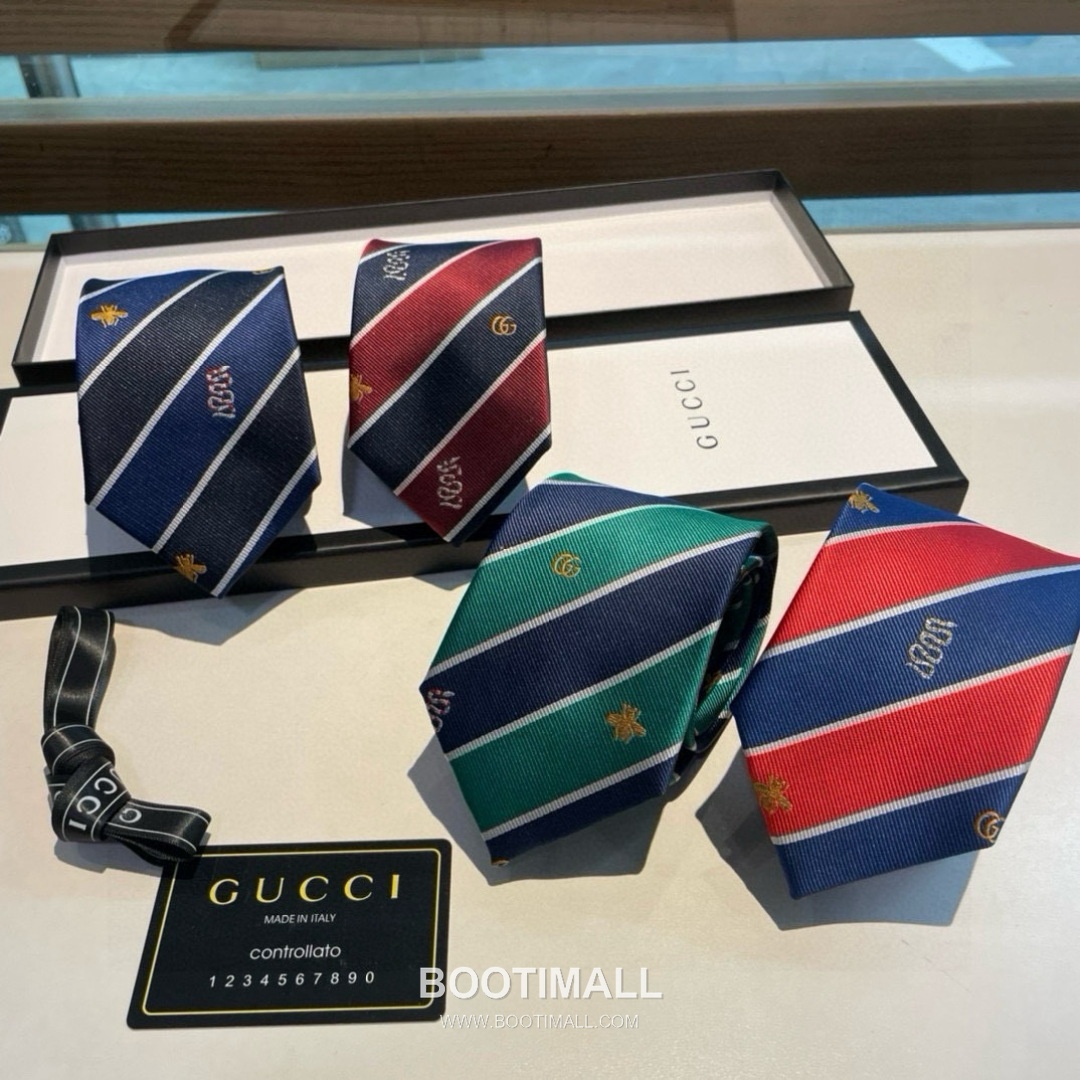 Gucci Bee Jacquard Tie Silk Black 구찌 비 자카드 넥타이 실크 블랙 2