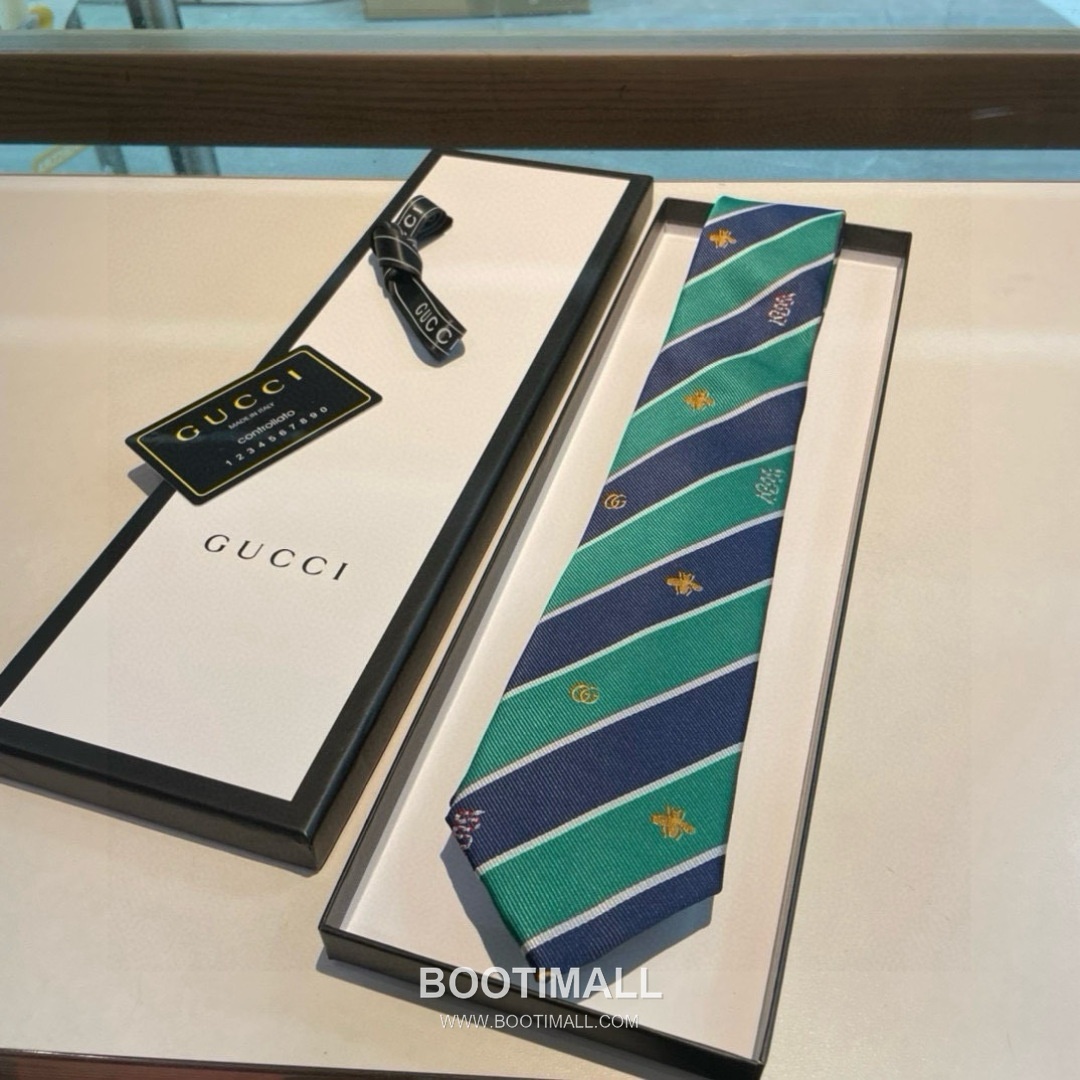 Gucci Bee Jacquard Tie Silk Black 구찌 비 자카드 넥타이 실크 블랙 3