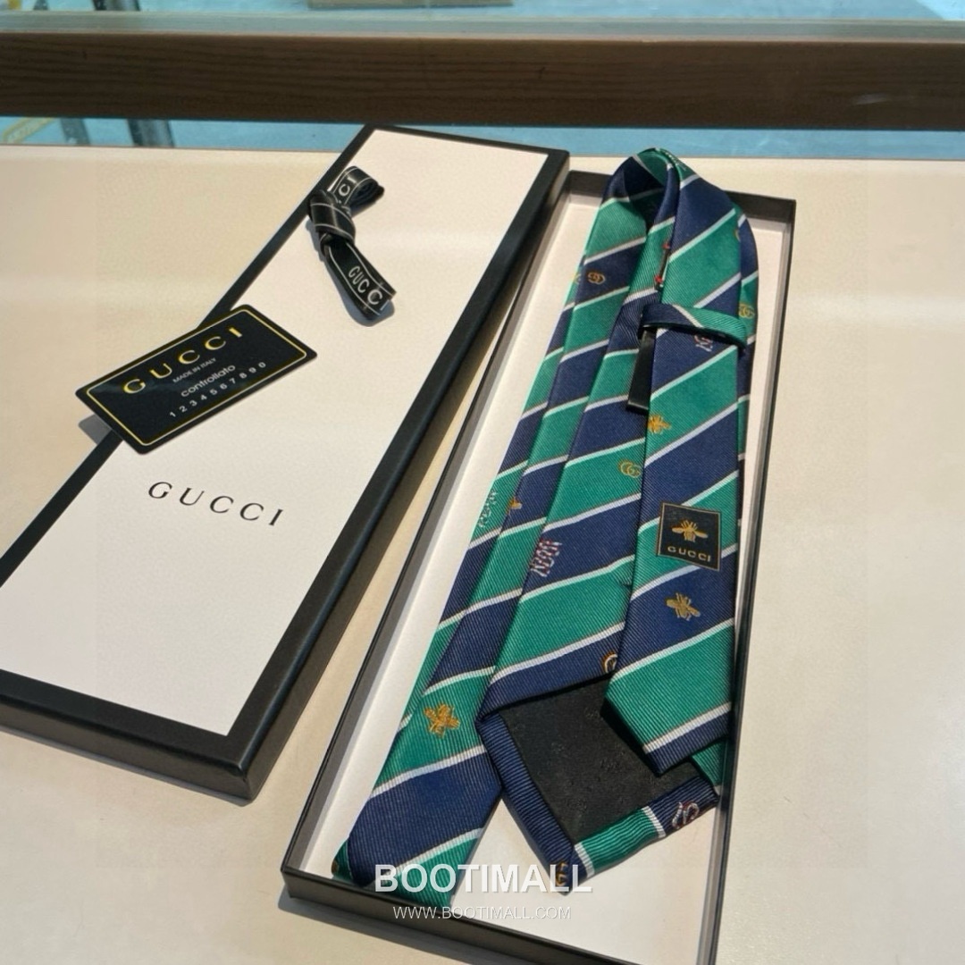 Gucci Bee Jacquard Tie Silk Black 구찌 비 자카드 넥타이 실크 블랙 4