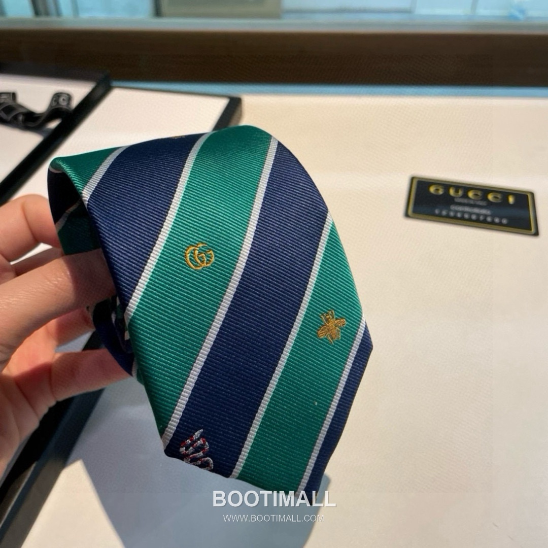 Gucci Bee Jacquard Tie Silk Black 구찌 비 자카드 넥타이 실크 블랙 7