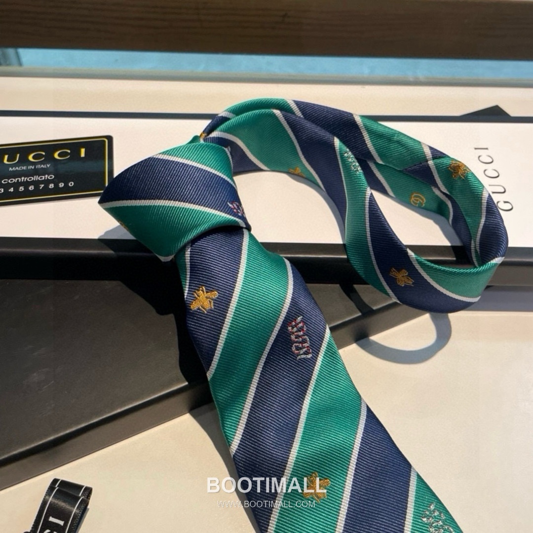 Gucci Bee Jacquard Tie Silk Black 구찌 비 자카드 넥타이 실크 블랙 9