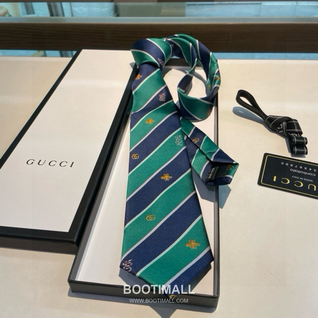 Gucci Bee Jacquard Tie Silk Black 구찌 비 자카드 넥타이 실크 블랙 10